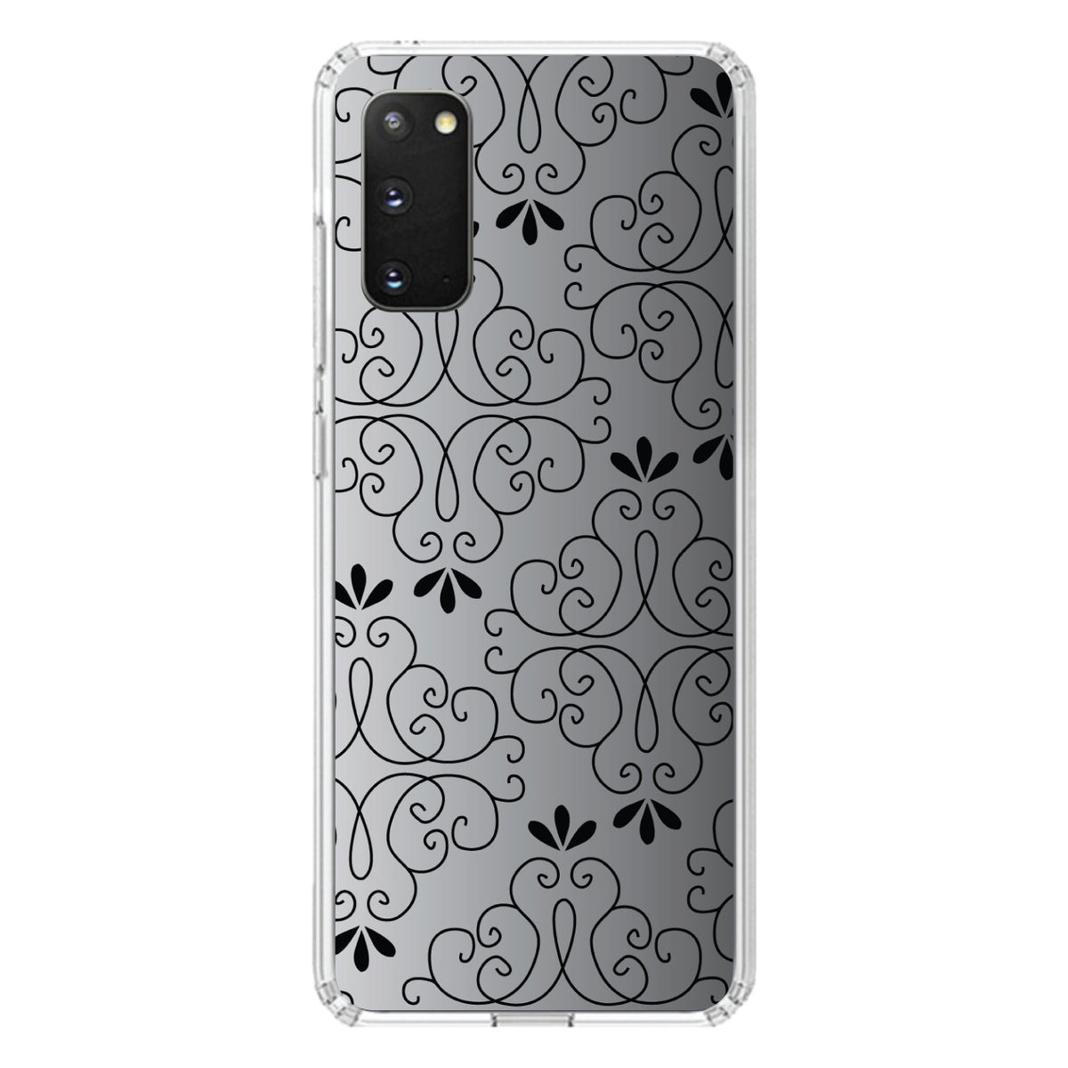 Black White Fade Black Floral Pattern Clear Shockproof iPhone Case, view 13