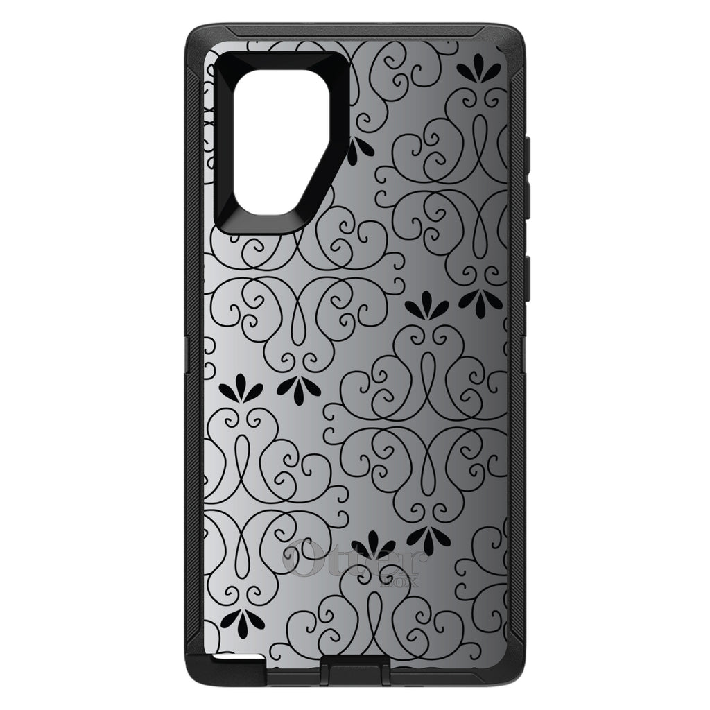 Black White Fade Black Floral Pattern OtterBox Defender Case for iPhone & Galaxy, view 14
