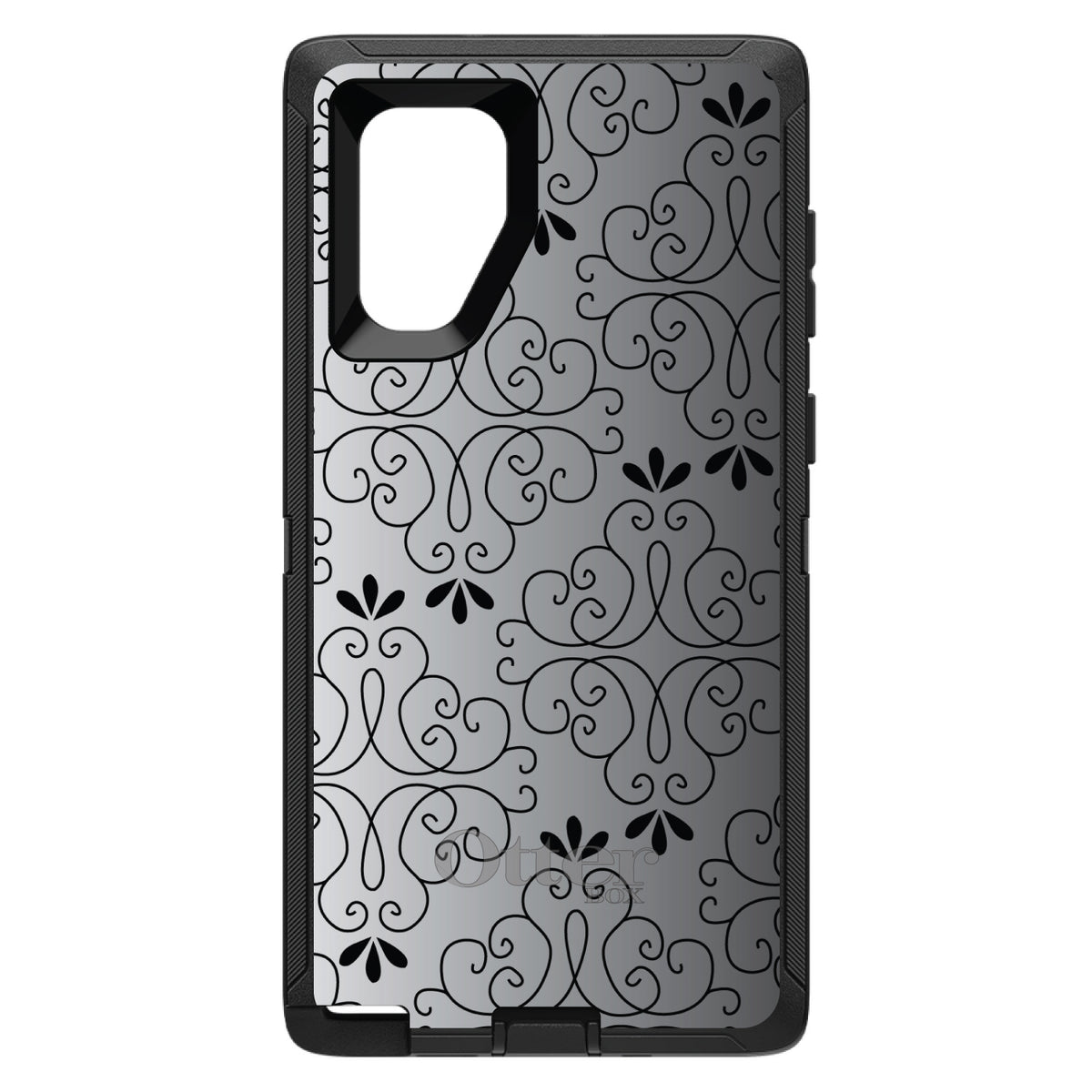 Black White Fade Black Floral Pattern OtterBox Defender Case for iPhone & Galaxy, view 14