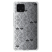 DistinctInk® Clear Shockproof Hybrid Case for Apple iPhone / Samsung Galaxy / Google Pixel - Black White Fade Black Floral Pattern