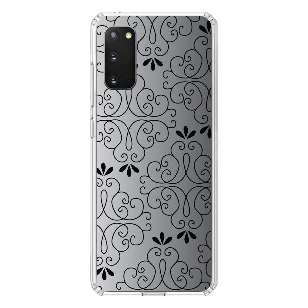 Black White Fade Black Floral Pattern Clear Shockproof iPhone Case, view 15