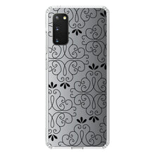 DistinctInk® Clear Shockproof Hybrid Case for Apple iPhone / Samsung Galaxy / Google Pixel - Black White Fade Black Floral Pattern