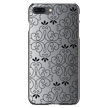 DistinctInk® Hard Plastic Snap-On Case for Apple iPhone or Samsung Galaxy - Black White Fade Black Floral Pattern