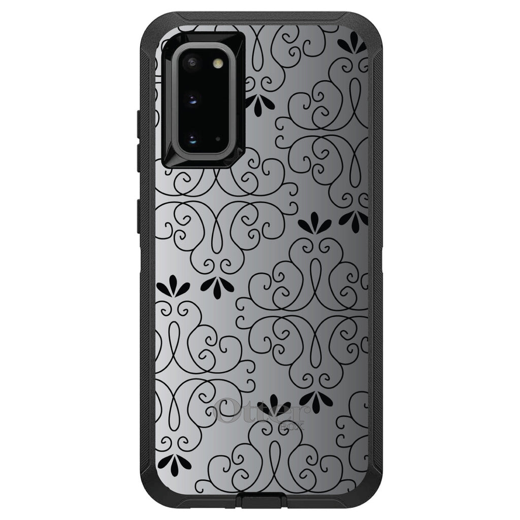 Black White Fade Black Floral Pattern OtterBox Defender Case for iPhone & Galaxy, view 8