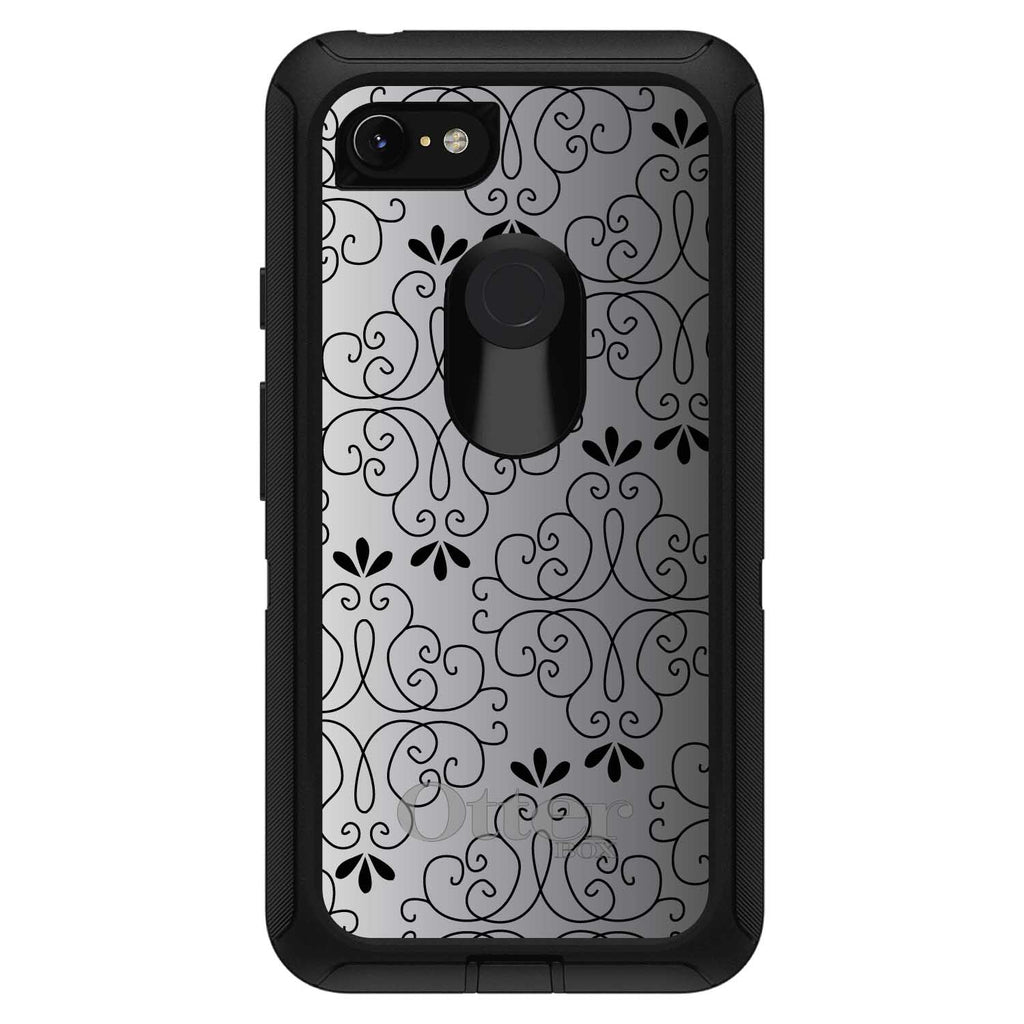 Black White Fade Black Floral Pattern OtterBox Defender Case for iPhone & Galaxy, view 18