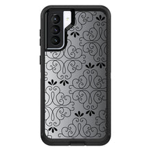 DistinctInk™ OtterBox Defender Series Case for Apple iPhone / Samsung Galaxy / Google Pixel - Black White Fade Black Floral Pattern