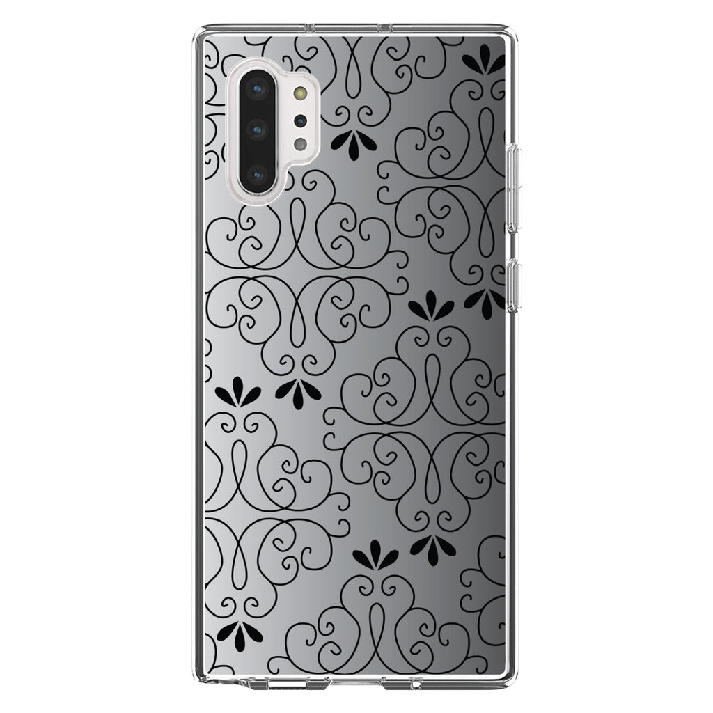 Black White Fade Black Floral Pattern Clear Shockproof iPhone Case, view 10