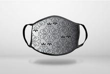 Black White Fade Black Floral Pattern - 3-Ply Reusable Soft Face Mask Covering, Unisex, Cotton Inner Layer