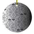 Black White Fade Black Floral Pattern Ceramic Ornament