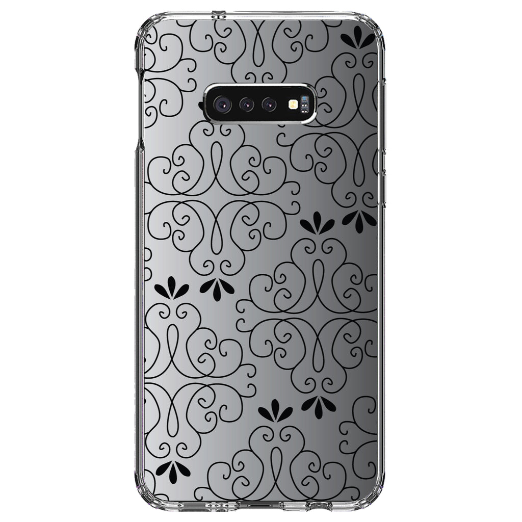 Black White Fade Black Floral Pattern Clear Shockproof iPhone Case, view 18