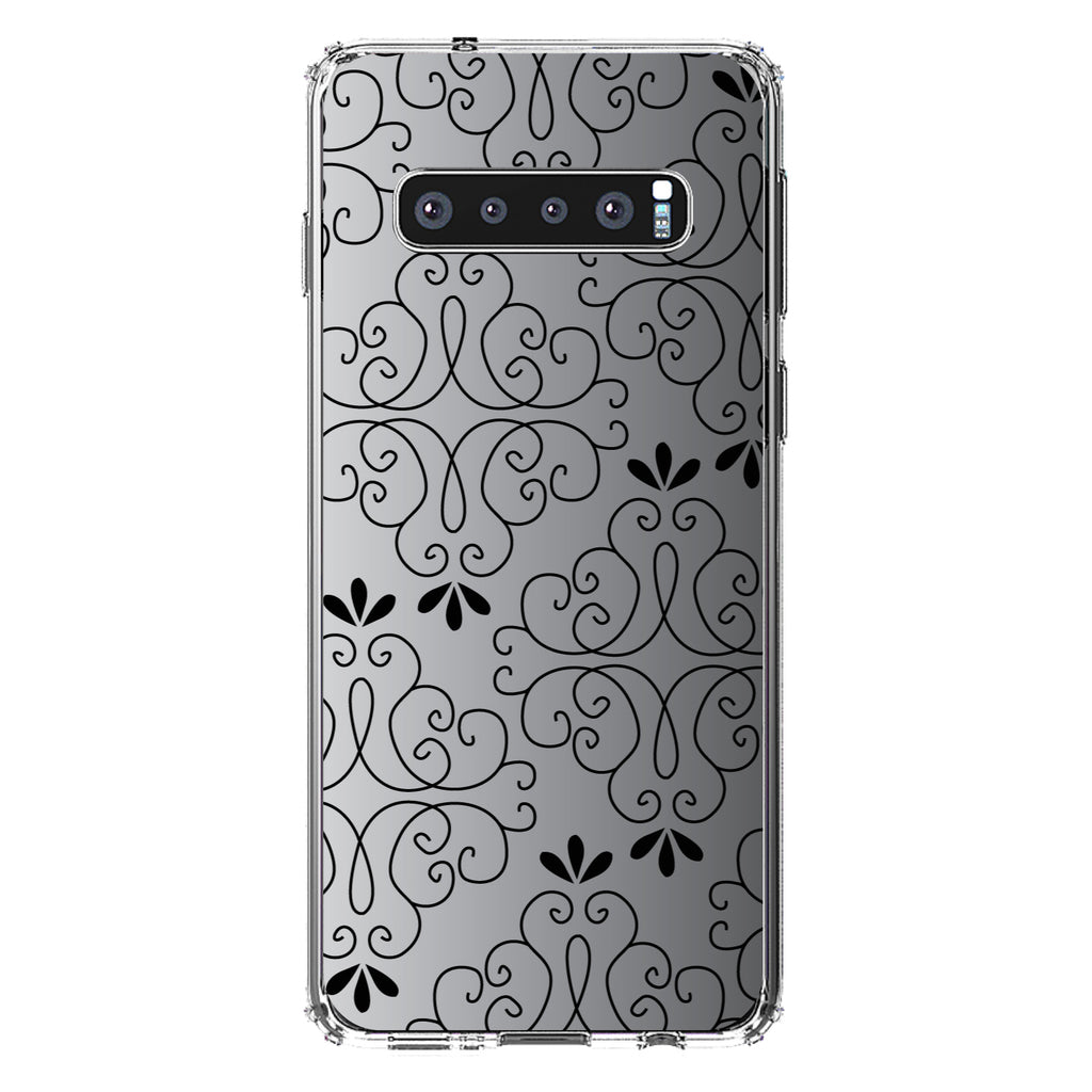 Black White Fade Black Floral Pattern Clear Shockproof iPhone Case, view 17