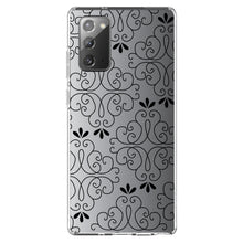 DistinctInk® Clear Shockproof Hybrid Case for Apple iPhone / Samsung Galaxy / Google Pixel - Black White Fade Black Floral Pattern