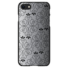 DistinctInk® Hard Plastic Snap-On Case for Apple iPhone or Samsung Galaxy - Black White Fade Black Floral Pattern