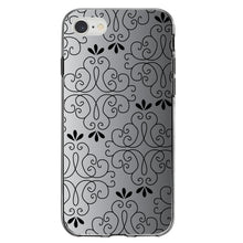 DistinctInk® Clear Shockproof Hybrid Case for Apple iPhone / Samsung Galaxy / Google Pixel - Black White Fade Black Floral Pattern