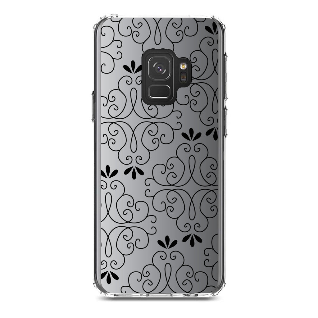 Black White Fade Black Floral Pattern Clear Shockproof iPhone Case, view 19