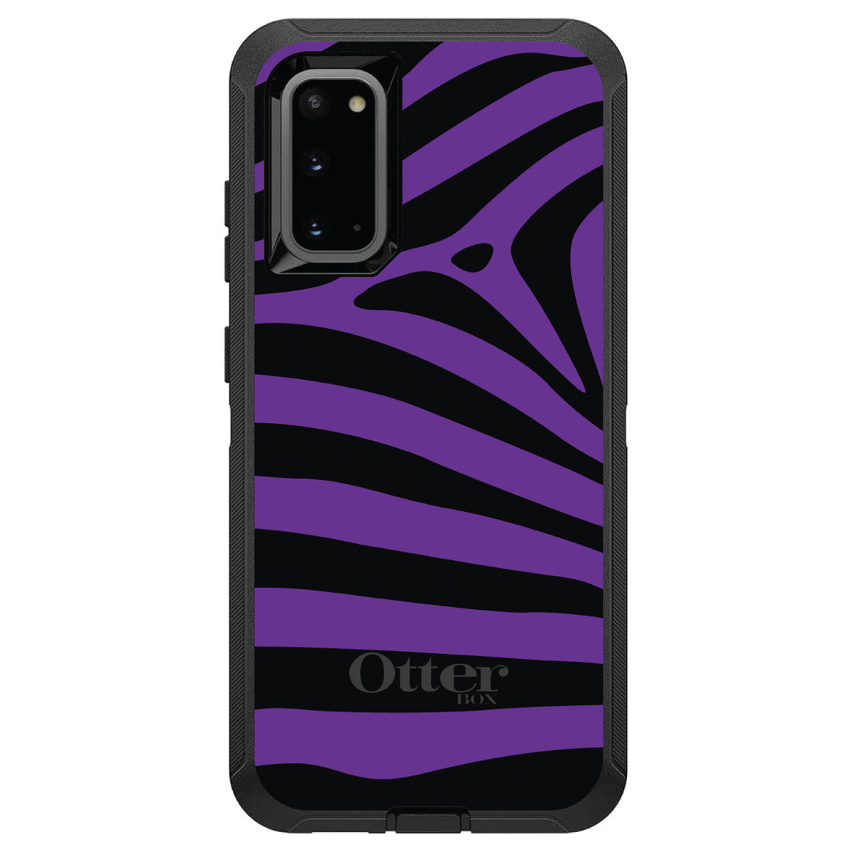 Black Purple Zebra Skin Stripes OtterBox Defender Case for iPhone & Galaxy, view 5