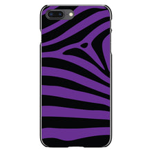 DistinctInk® Hard Plastic Snap-On Case for Apple iPhone or Samsung Galaxy - Black Purple Zebra Skin Stripes