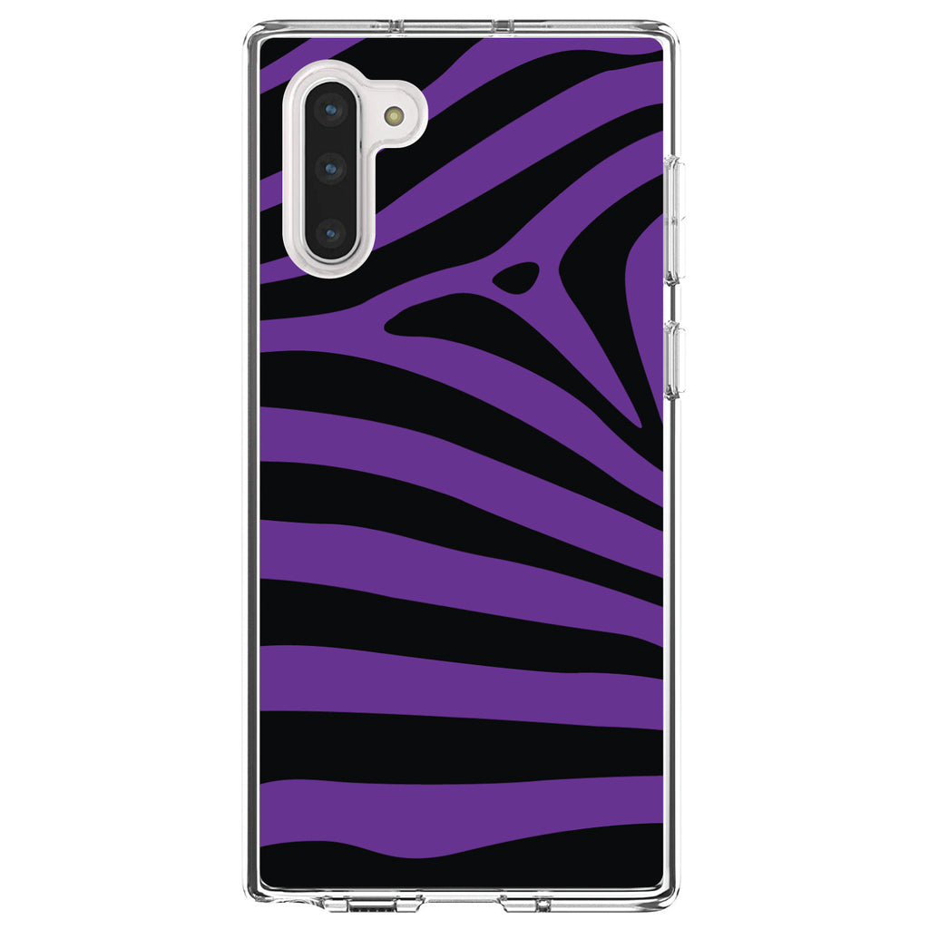 Black Purple Zebra Skin Stripes Clear Shockproof iPhone Case, view 9