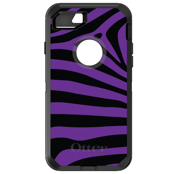 DistinctInk™ OtterBox Defender Series Case for Apple iPhone / Samsung Galaxy / Google Pixel - Black Purple Zebra Skin Stripes