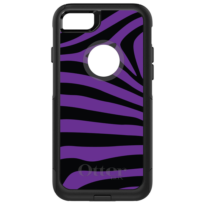 DistinctInk OtterBox Commuter Series Case for Apple iPhone or Samsung Galaxy - Black Purple Zebra Skin Stripes