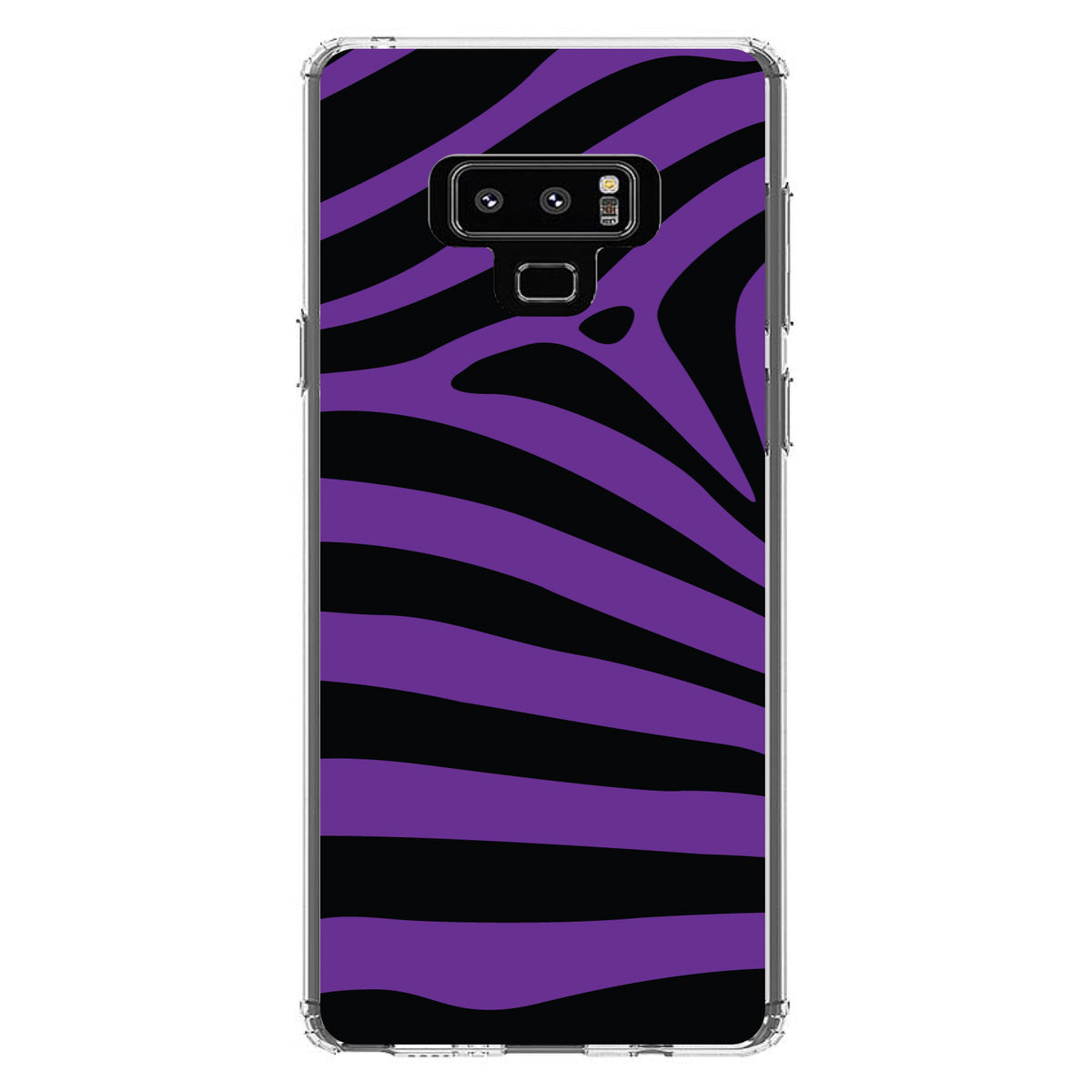 Black Purple Zebra Skin Stripes Clear Shockproof iPhone Case, view 11