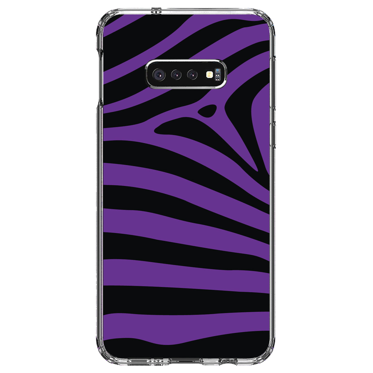 Black Purple Zebra Skin Stripes Clear Shockproof iPhone Case, view 18