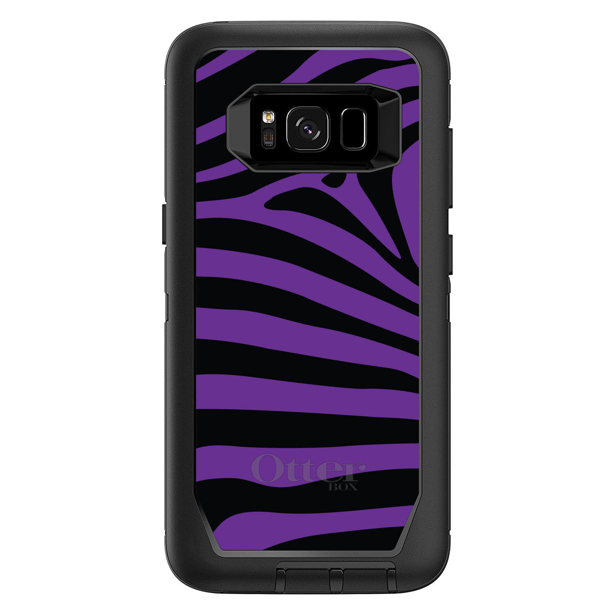 Black Purple Zebra Skin Stripes OtterBox Defender Case for iPhone & Galaxy, view 9