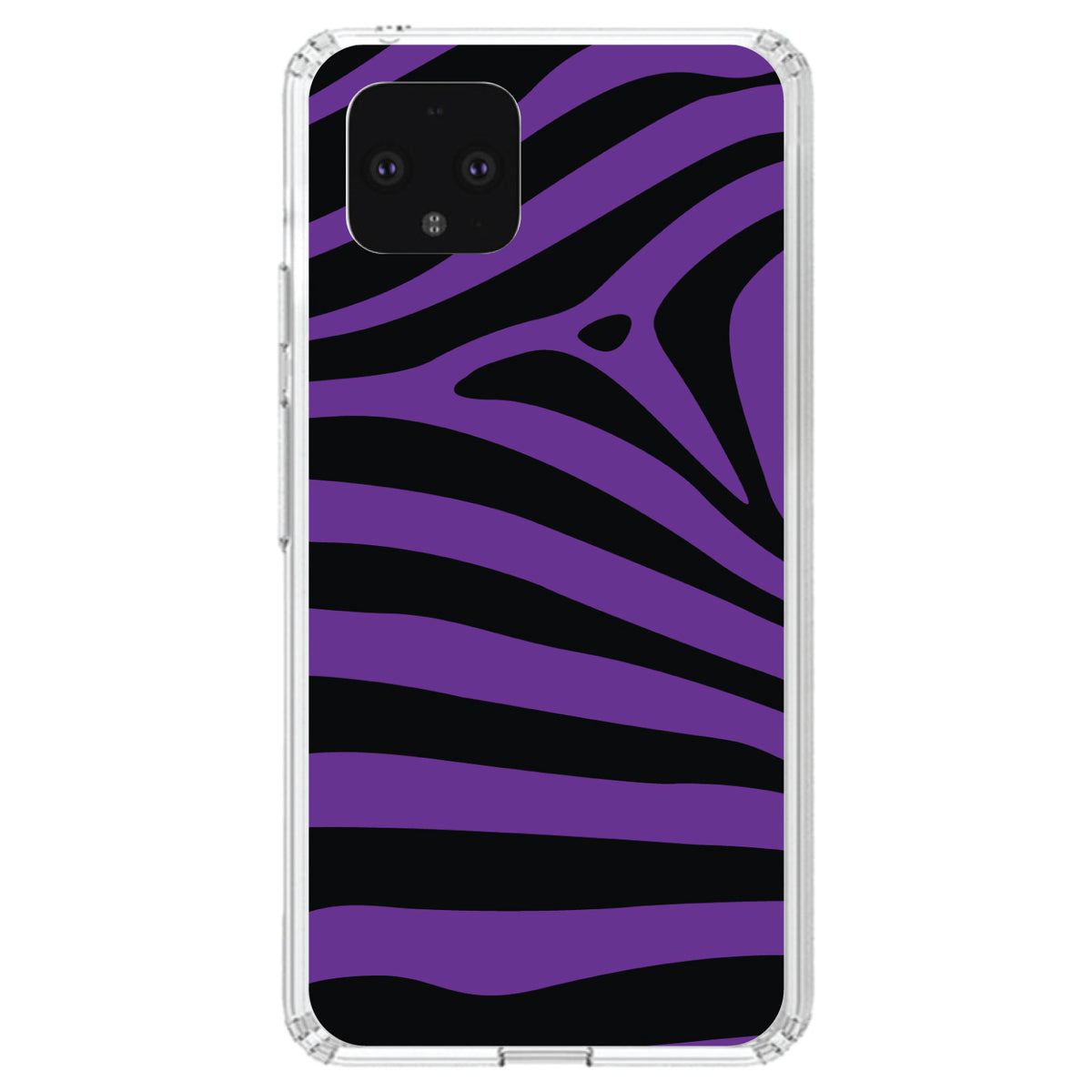 Black Purple Zebra Skin Stripes Clear Shockproof iPhone Case, view 24