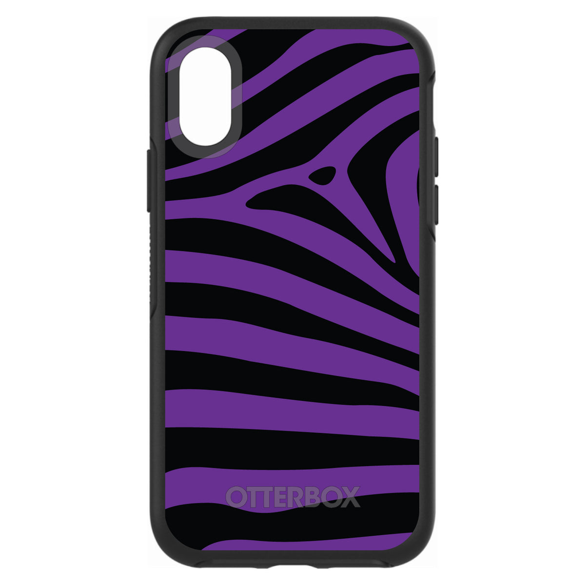 Black Purple Zebra Skin Stripes OtterBox Symmetry Case for iPhone & Galaxy, view 4
