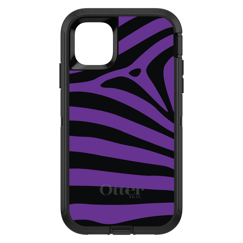 Black Purple Zebra Skin Stripes OtterBox Defender Case for iPhone & Galaxy, view 2