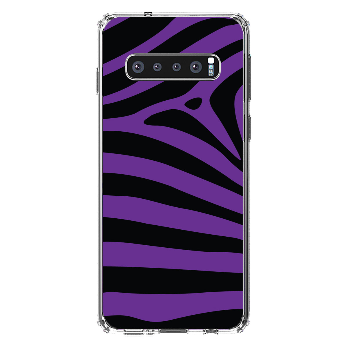 Black Purple Zebra Skin Stripes Clear Shockproof iPhone Case, view 17