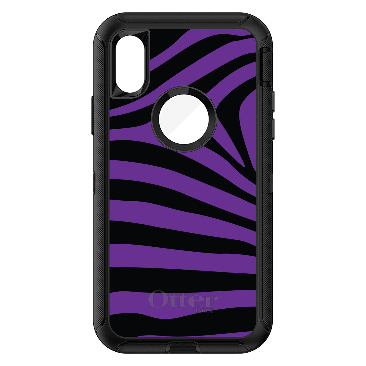 Black Purple Zebra Skin Stripes OtterBox Defender Case for iPhone & Galaxy, view 3