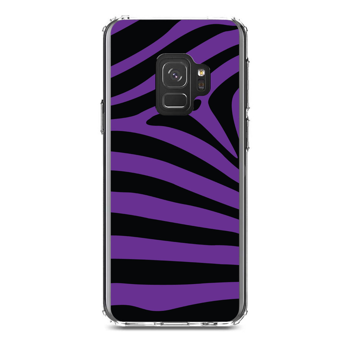 Black Purple Zebra Skin Stripes Clear Shockproof iPhone Case, view 19