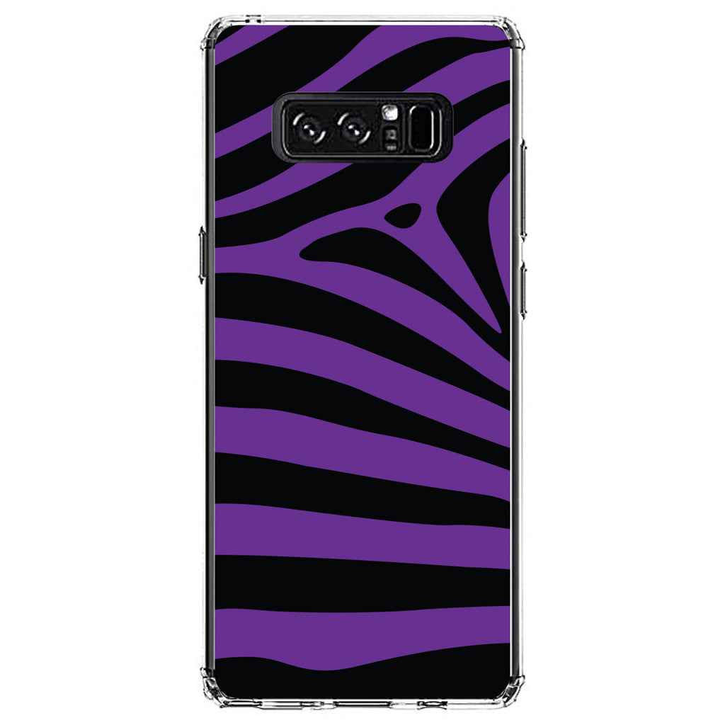 Black Purple Zebra Skin Stripes Clear Shockproof iPhone Case, view 12