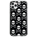 Black White Skulls Pattern Clear Shockproof iPhone Case
