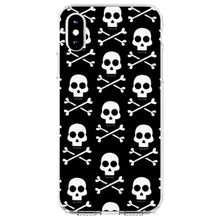 DistinctInk® Clear Shockproof Hybrid Case for Apple iPhone / Samsung Galaxy / Google Pixel - Black White Skulls Pattern
