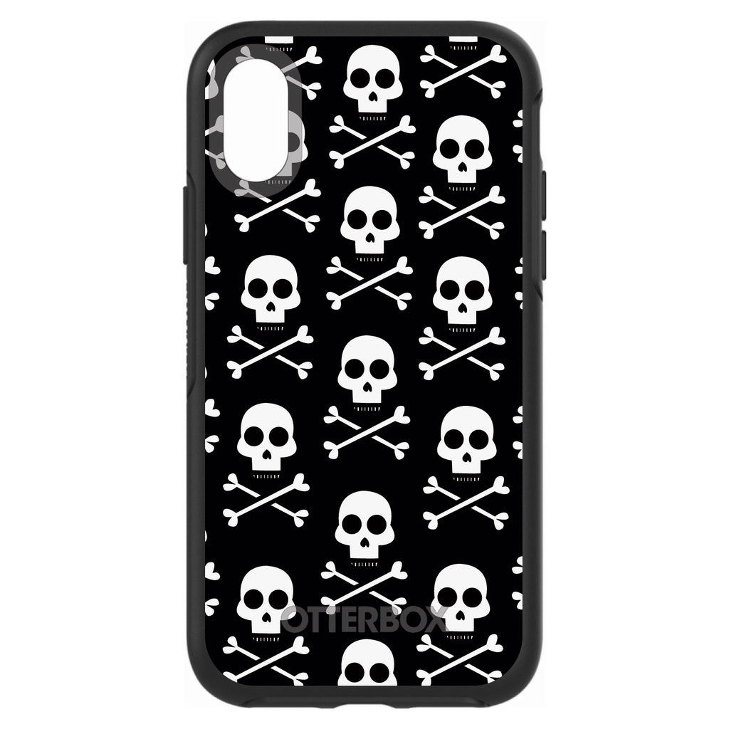 Black White Skulls Pattern OtterBox Symmetry Case for iPhone & Galaxy, view 4