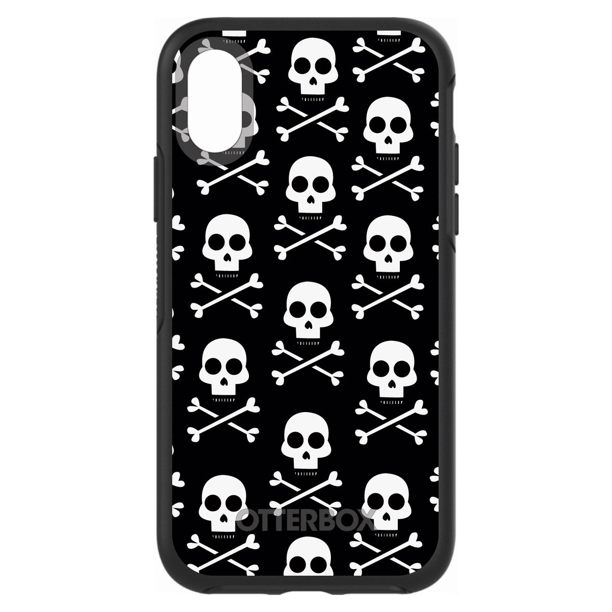 Black White Skulls Pattern OtterBox Symmetry Case for iPhone & Galaxy, view 4