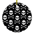 Black White Skulls Pattern Ceramic Ornament
