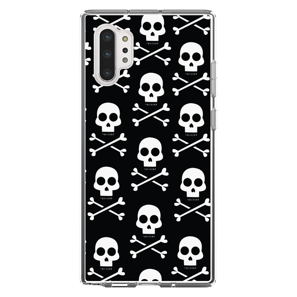 Black White Skulls Pattern Clear Shockproof iPhone Case, view 10