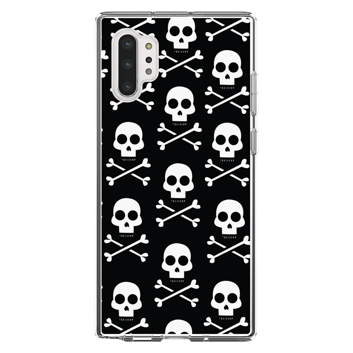 Black White Skulls Pattern Clear Shockproof iPhone Case, view 10