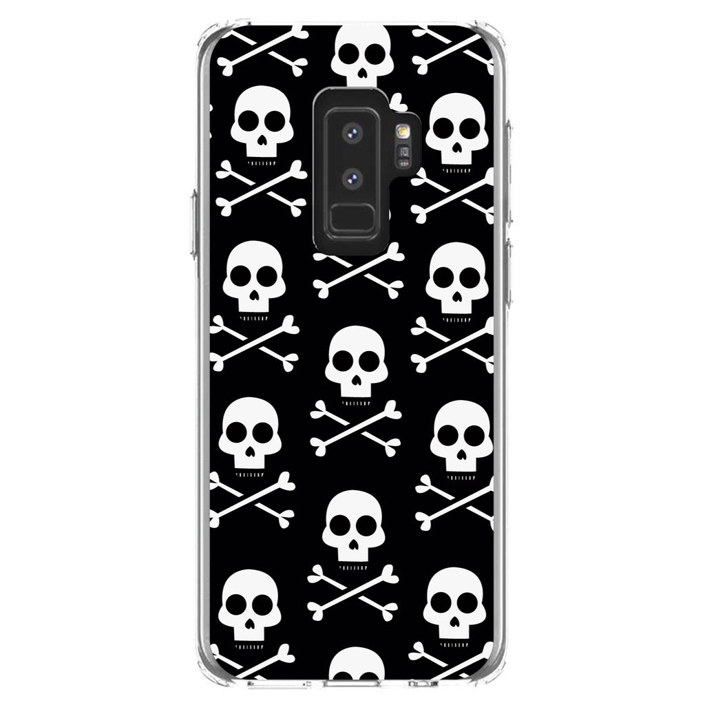 Black White Skulls Pattern Clear Shockproof iPhone Case, view 20
