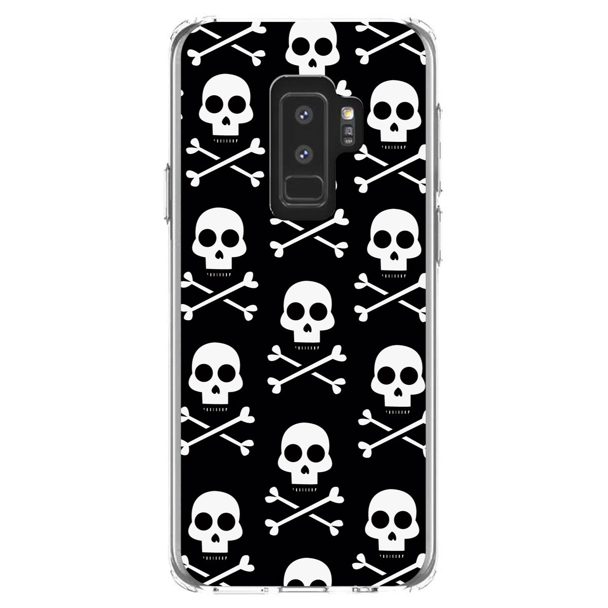 Black White Skulls Pattern Clear Shockproof iPhone Case, view 20