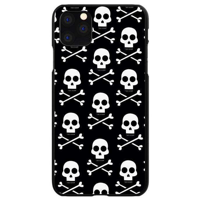 DistinctInk® Hard Plastic Snap-On Case for Apple iPhone or Samsung Galaxy - Black White Skulls Pattern