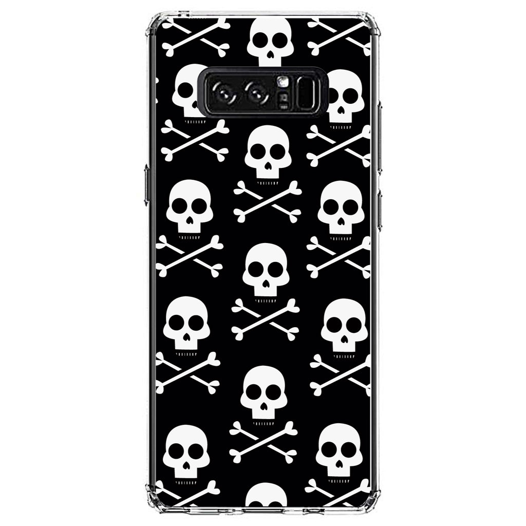 Black White Skulls Pattern Clear Shockproof iPhone Case, view 12
