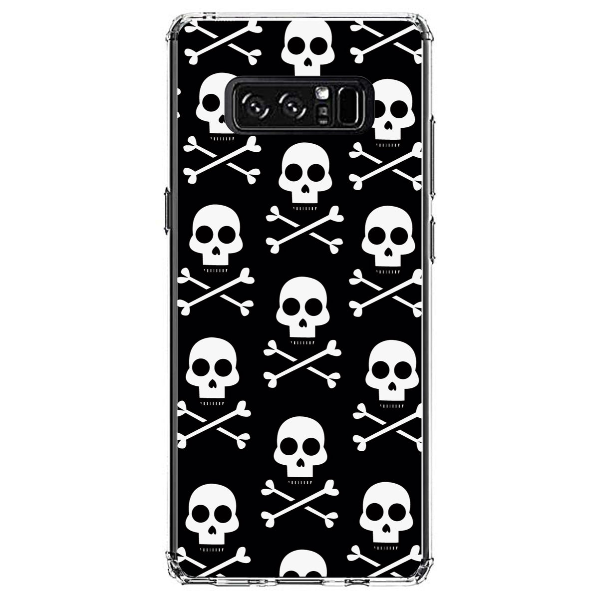 Black White Skulls Pattern Clear Shockproof iPhone Case, view 12