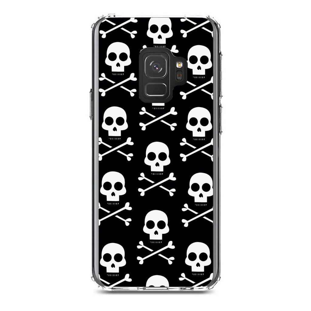 Black White Skulls Pattern Clear Shockproof iPhone Case, view 19