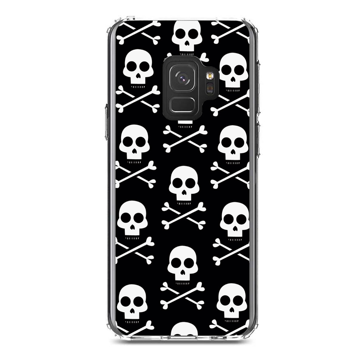 Black White Skulls Pattern Clear Shockproof iPhone Case, view 19