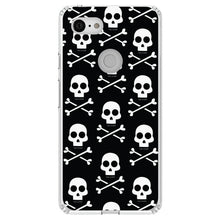 DistinctInk® Clear Shockproof Hybrid Case for Apple iPhone / Samsung Galaxy / Google Pixel - Black White Skulls Pattern