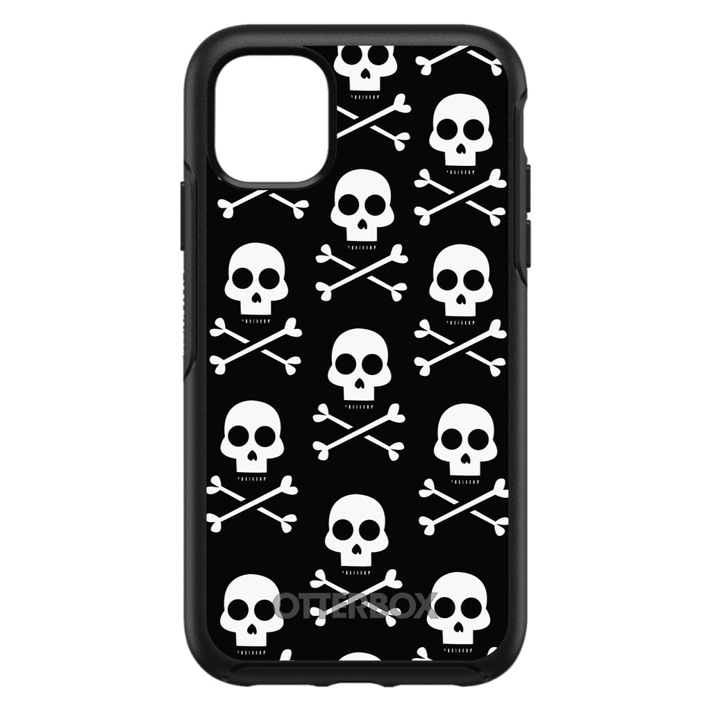 Black White Skulls Pattern OtterBox Symmetry Case for iPhone & Galaxy, view 3